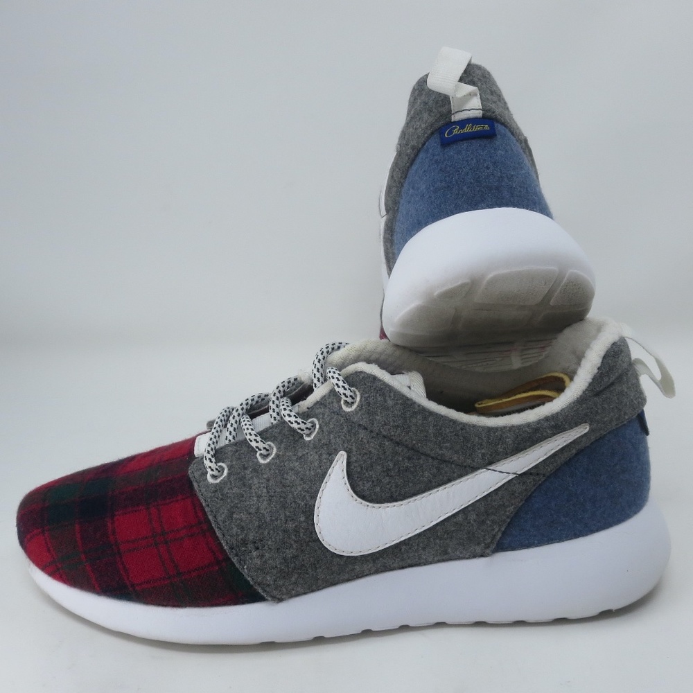 Nike x Pendleton Womens Size 10.5 Wool Sneakers Patchwork Flannel Gray Red Blue